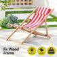 Damien Outdoor Chairs Sun Lounge Deck Beach Chair Folding Wooden Patio Furniture - Red and White
