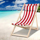 Damien Outdoor Chairs Sun Lounge Deck Beach Chair Folding Wooden Patio Furniture - Red and White