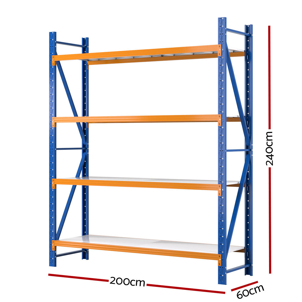 2.4Mx2M Garage Shelving Warehouse Rack Pallet Racking Storage Shelf - Blue