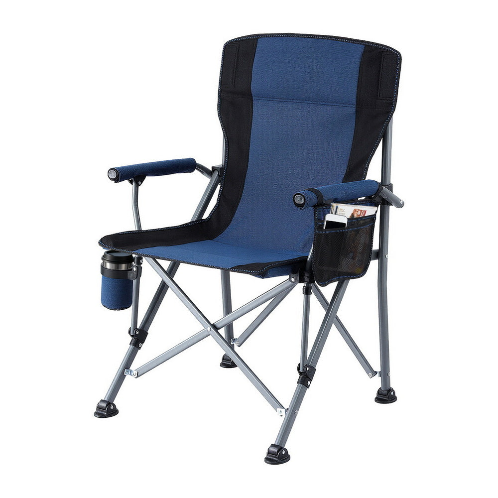 Camping Chair Folding Outdoor Portable Seat Lightweight Beach Picnic Fishing Capacity 120KG Navy Blue