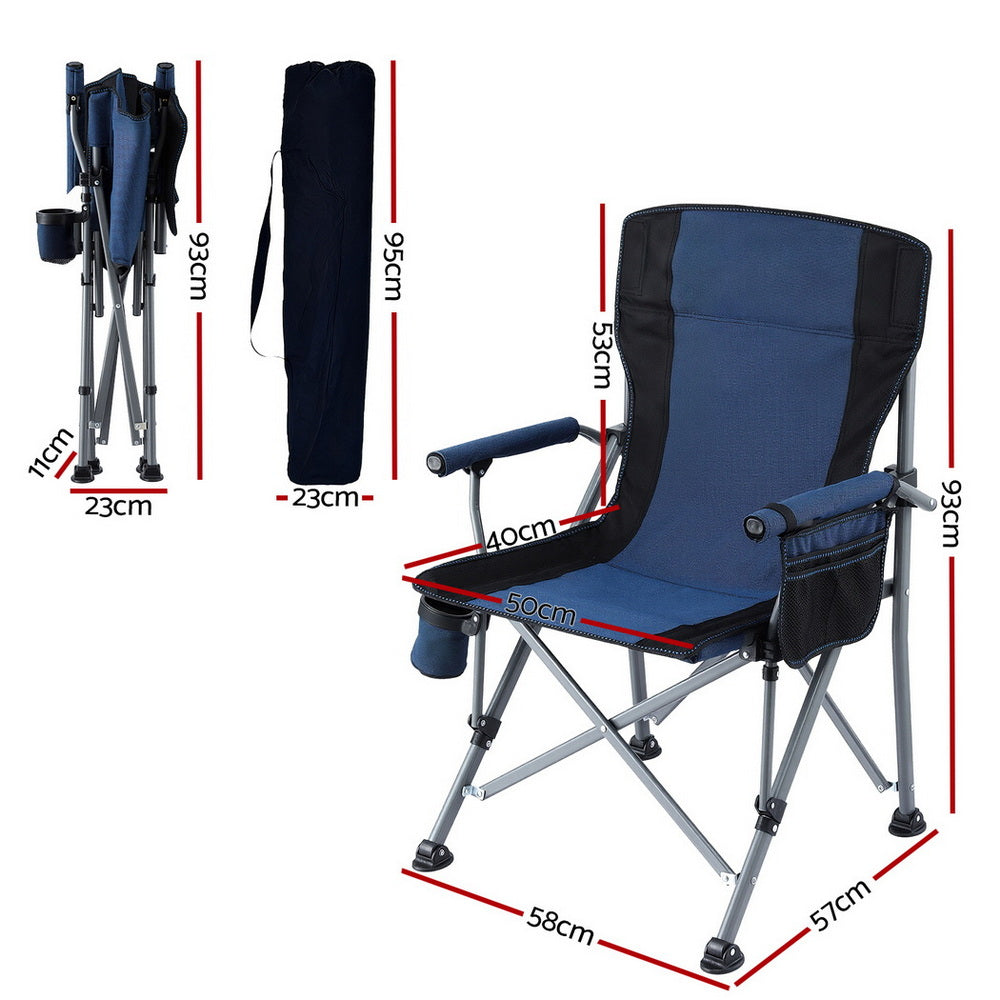 Camping Chair Folding Outdoor Portable Seat Lightweight Beach Picnic Fishing Capacity 120KG Navy Blue