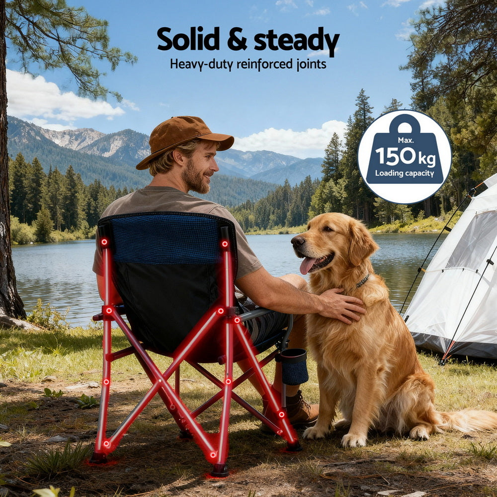 Camping Chair Folding Outdoor Portable Seat Lightweight Beach Picnic Fishing Capacity 120KG Navy Blue