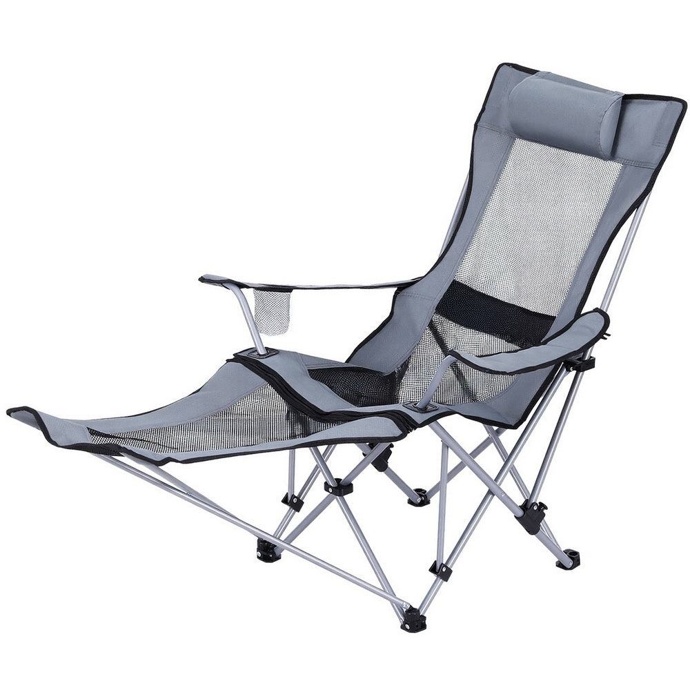 Camping Chair Adjustable Reclining Portable Outdoor Folding Chair Grey