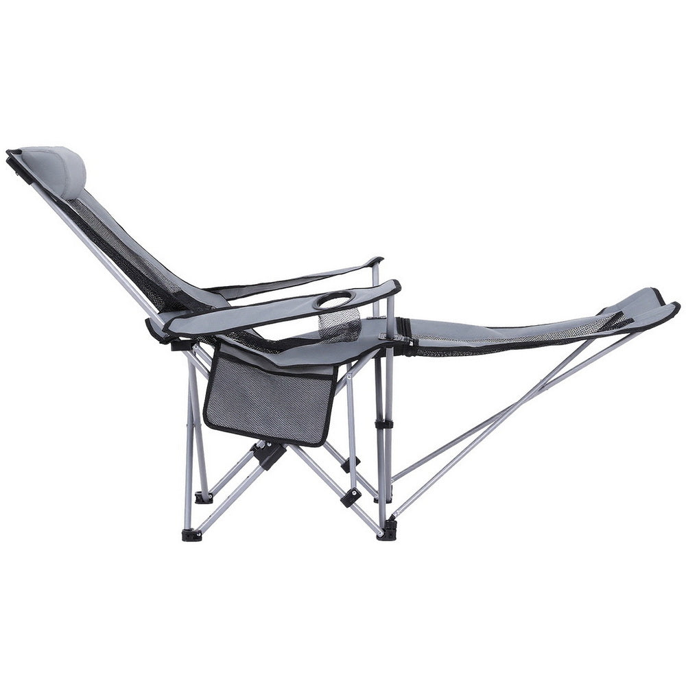 Camping Chair Adjustable Reclining Portable Outdoor Folding Chair Grey