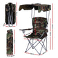 Camping Chair With Canopy Folding Outdoor Portable Seat Lightweight Beach Picnic Fishing Capacity 120KG Army Green