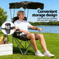 Camping Chair With Canopy Folding Outdoor Portable Seat Lightweight Beach Picnic Fishing Capacity 120KG Army Green