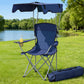 Camping Chair With Canopy Folding Outdoor Portable Seat Lightweight Beach Picnic Fishing Capacity 120KG Navy Blue