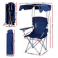 Camping Chair With Canopy Folding Outdoor Portable Seat Lightweight Beach Picnic Fishing Capacity 120KG Navy Blue