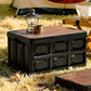 Collapsible Outdoor Storage Box 50L Stackable Folding Camping Organizer Plywood Lid Black