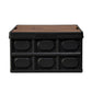 Collapsible Outdoor Storage Box 50L Stackable Folding Camping Organizer Plywood Lid Black