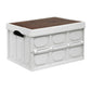 Collapsible Outdoor Storage Box 50L Stackable Folding Camping Organizer Plywood Lid Beige