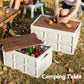 Collapsible Outdoor Storage Box 50L Stackable Folding Camping Organizer Plywood Lid Beige