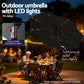 Instahut Outdoor Umbrella 2.9m Market Umbrella with String Light Tilt Black