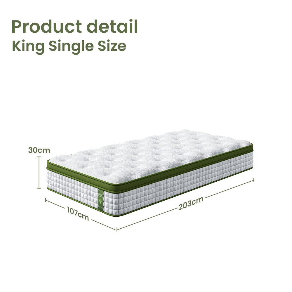 Riley 30cm 5-Zone Cooling Gel Memory Foam Pocket Spring Mattress  - King Single
