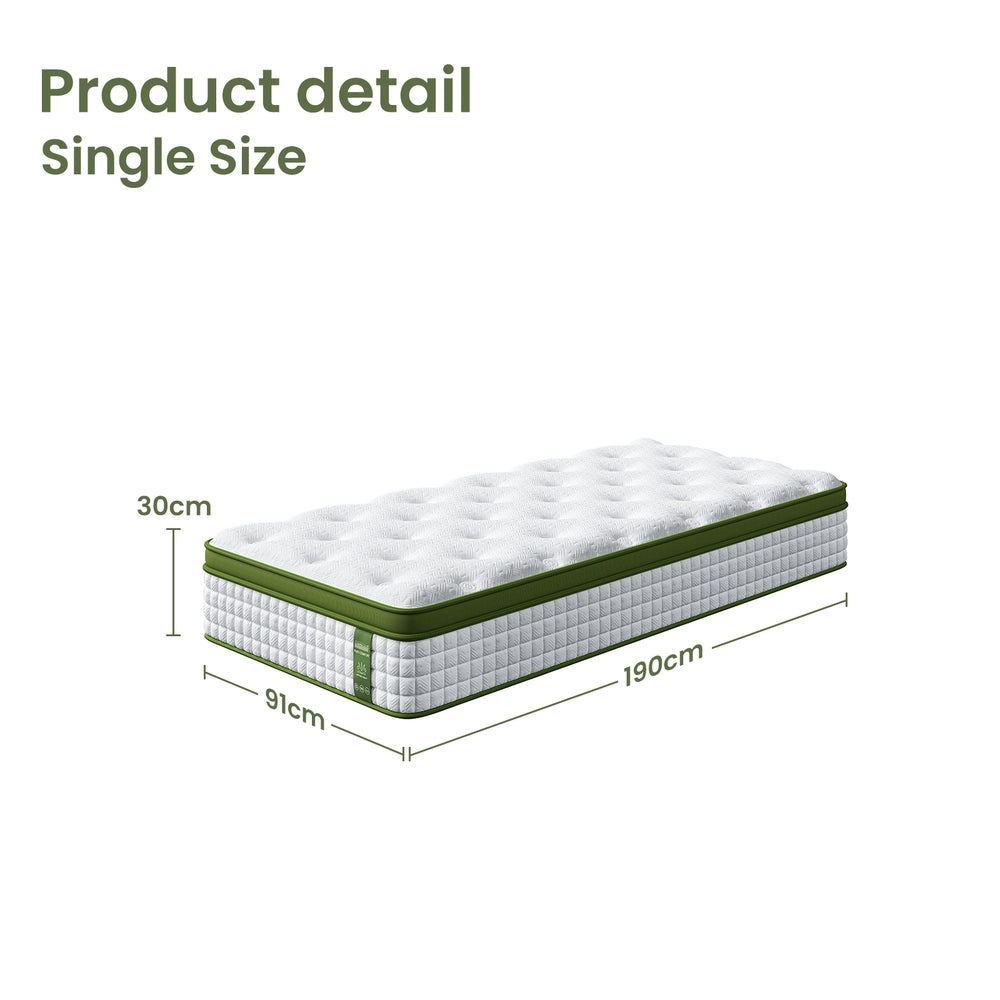 Riley 30cm 5-Zone Cooling Gel Memory Foam Pocket Spring Mattress  - Single