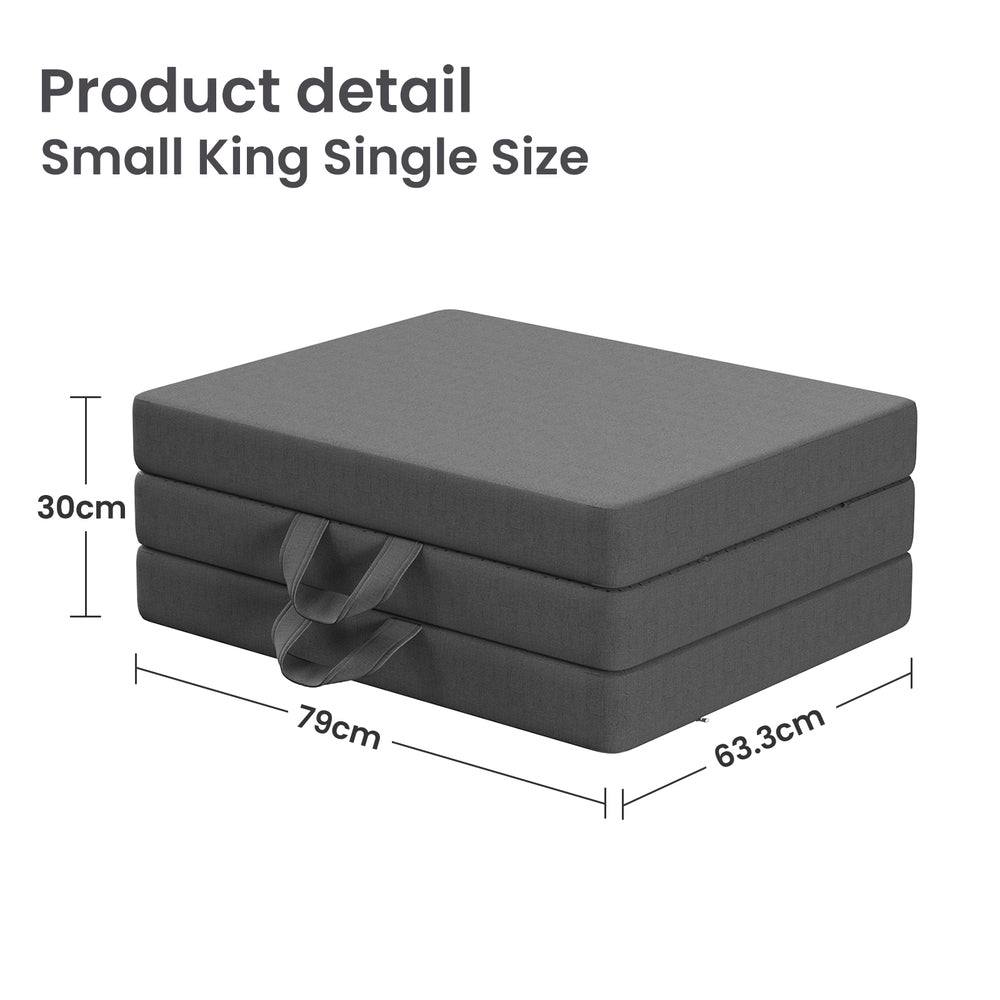 Virelai 10cm Small King Single BedStory 3-Fold Mattress Folding Foam Bed Washable Cover, 190x80cm - King Single