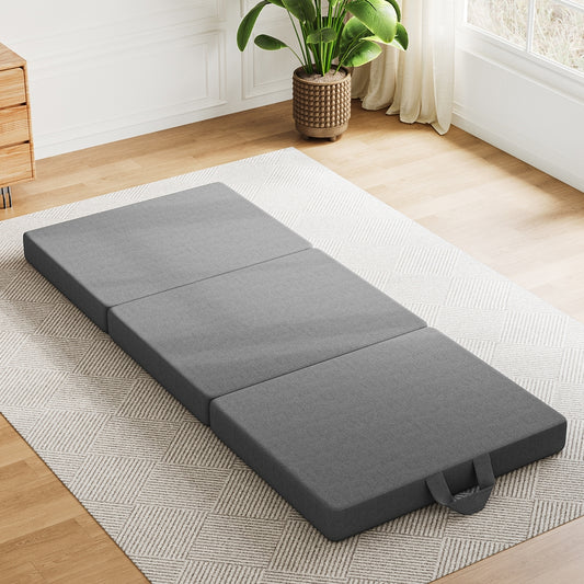 Virelai 10cm Small King Single BedStory 3-Fold Mattress Folding Foam Bed Washable Cover, 190x80cm - King Single