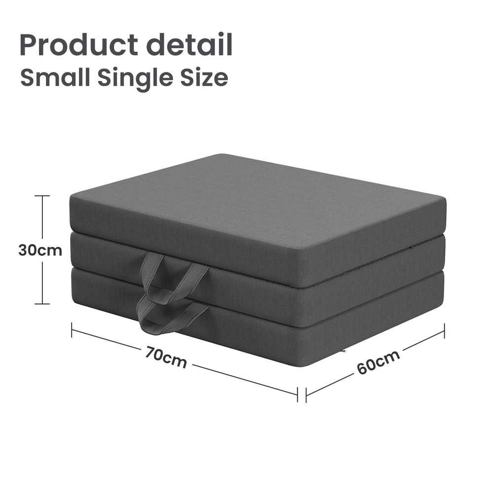 Virelai 10cm Small Single BedStory 3-Fold Mattress Folding Foam Bed Washable Cover, 180x70cm - Single