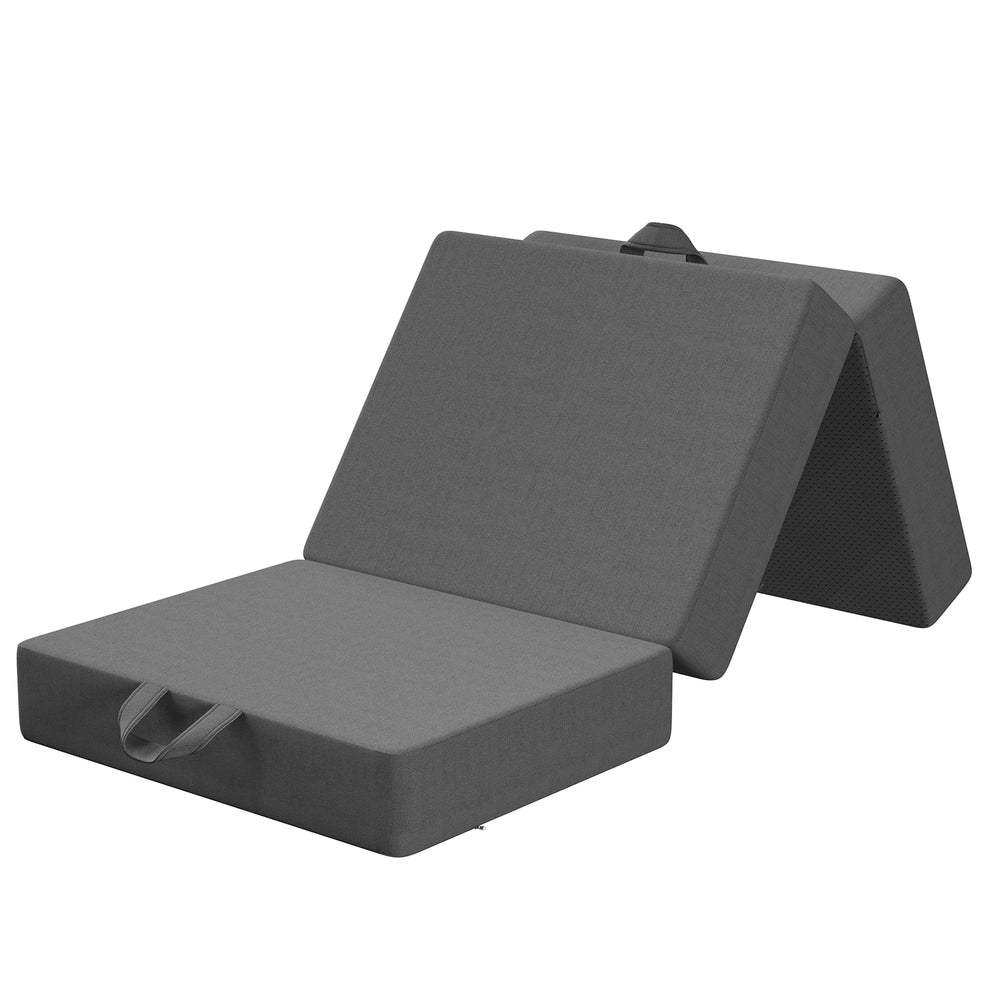 Zephyra  15cm Small 3-Fold Mattress Folding Foam Bed Washable Cover, 190x80cm - King Single