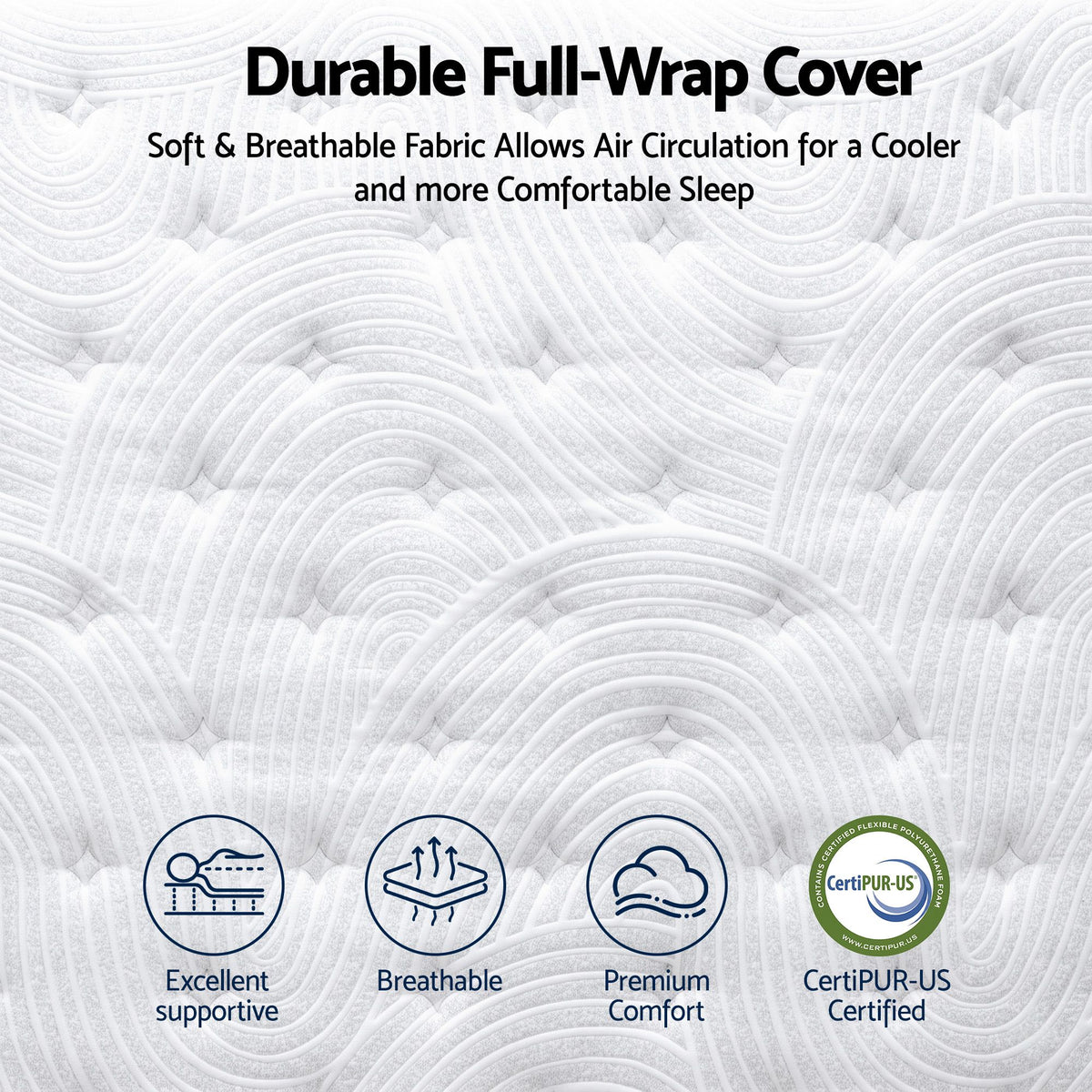 Yowah Bed & Mattress Package with 34cm Mattress Medium Cooling Gel Mattress - Natural Queen