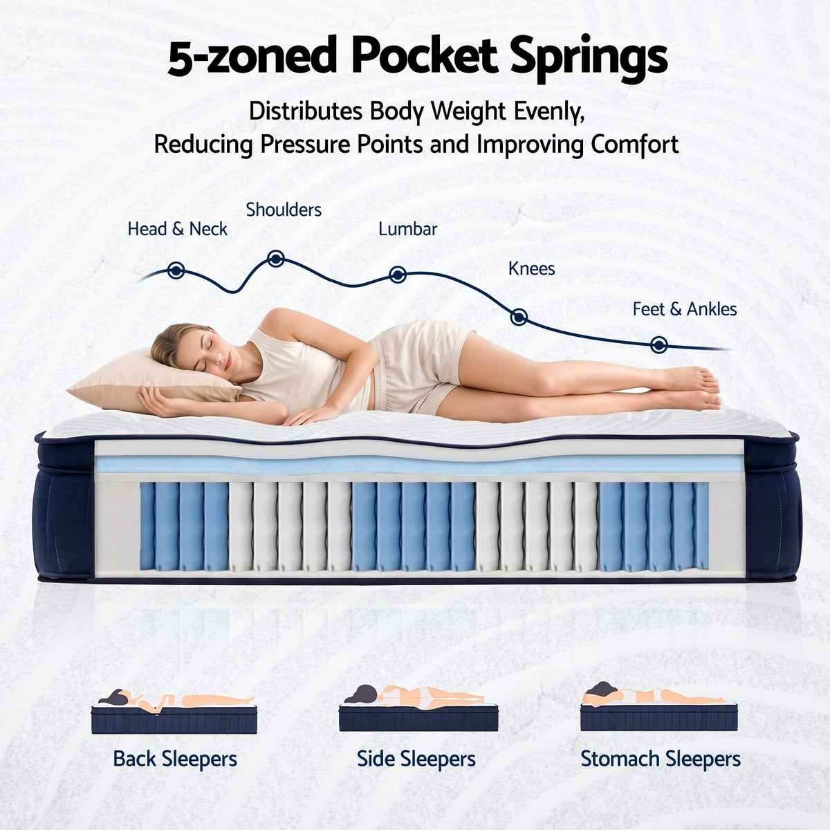 Yowah Bed & Mattress Package with 34cm Mattress Medium Cooling Gel Mattress - Natural Queen