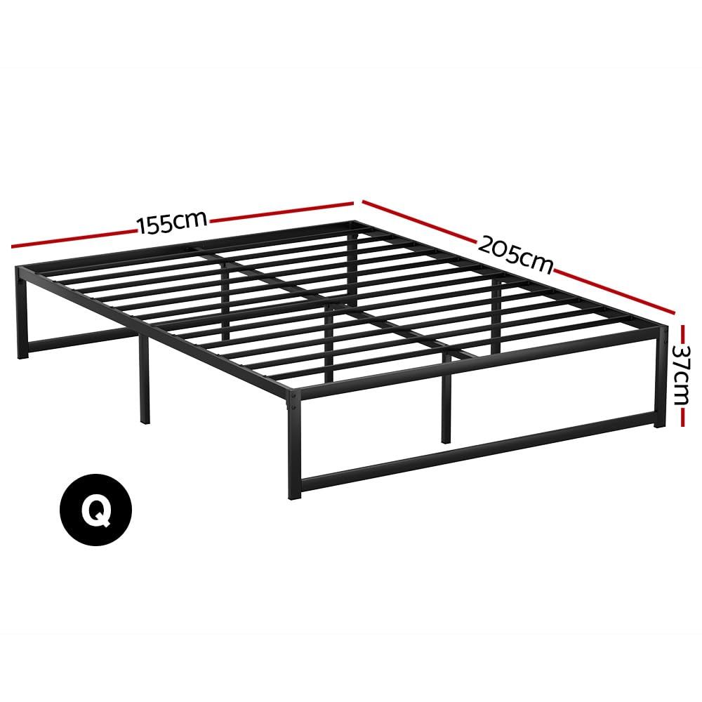 Malachia Bed & Mattress Package with 30cm Mattress Metal Bed Frame - Black Queen