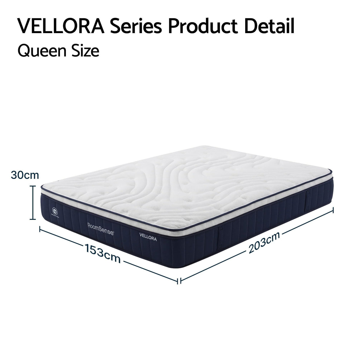 Malachia Bed & Mattress Package with 30cm Mattress Metal Bed Frame - Black Queen