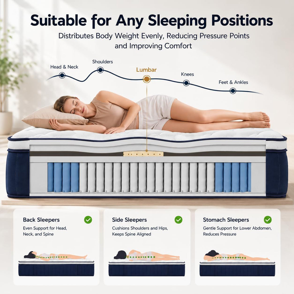 Malachia Bed & Mattress Package with 30cm Mattress Metal Bed Frame - Black Queen
