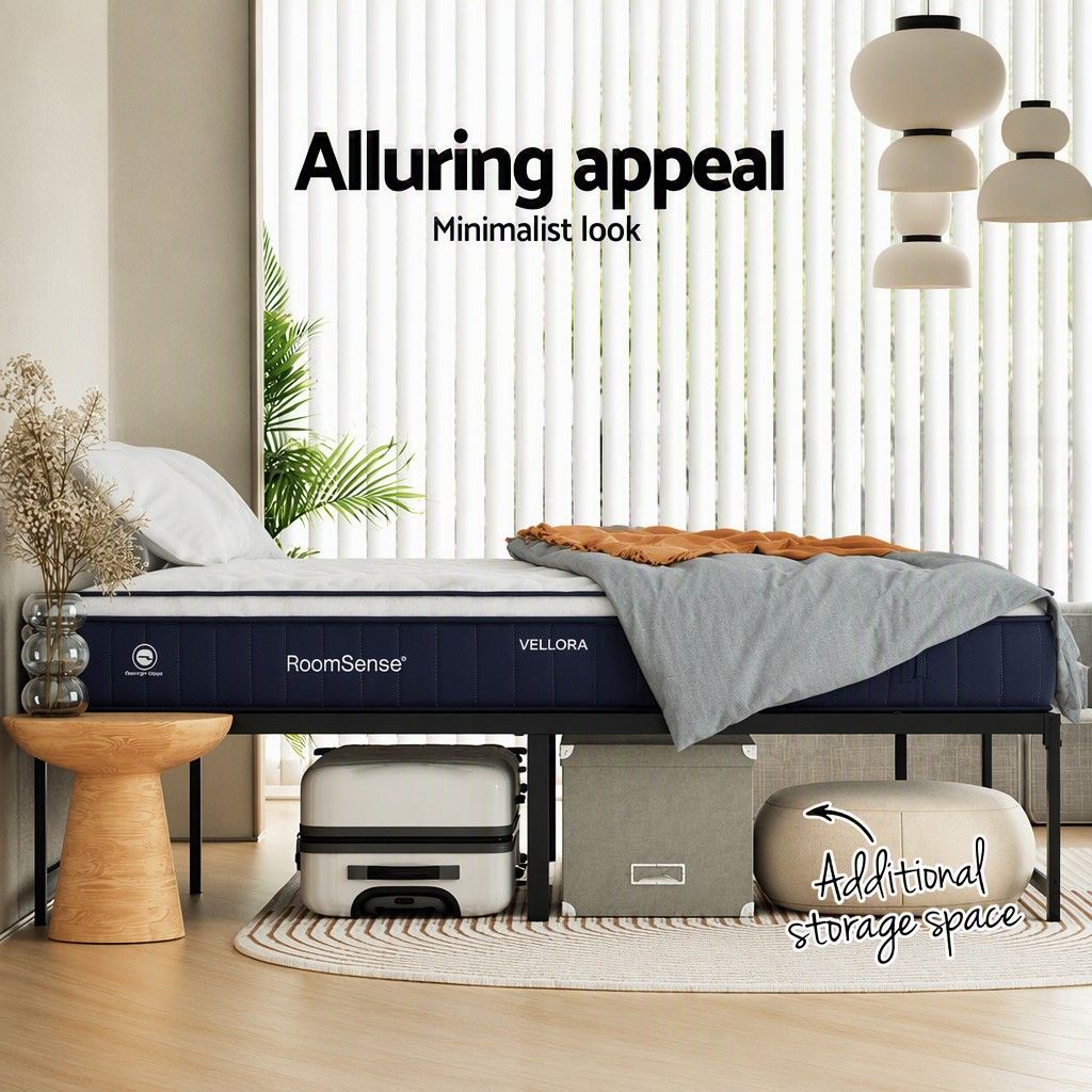 Malachia Bed & Mattress Package with 30cm Mattress Metal Bed Frame - Black Queen