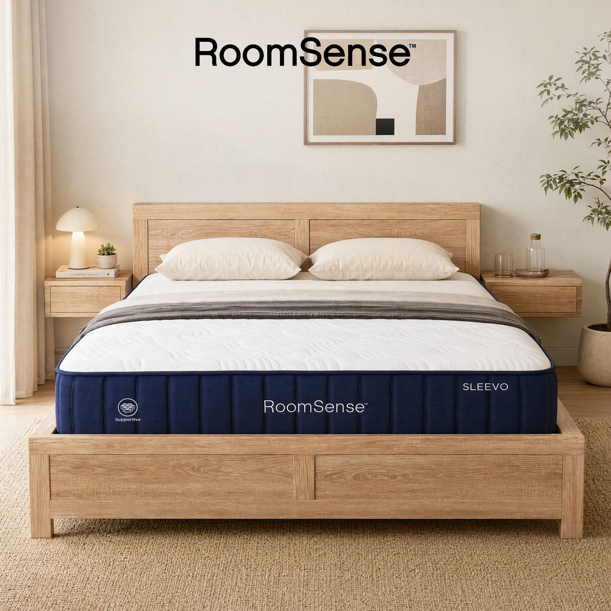 Yowah Bed & Mattress Package with 26cm Firm Mattress - Natural Queen