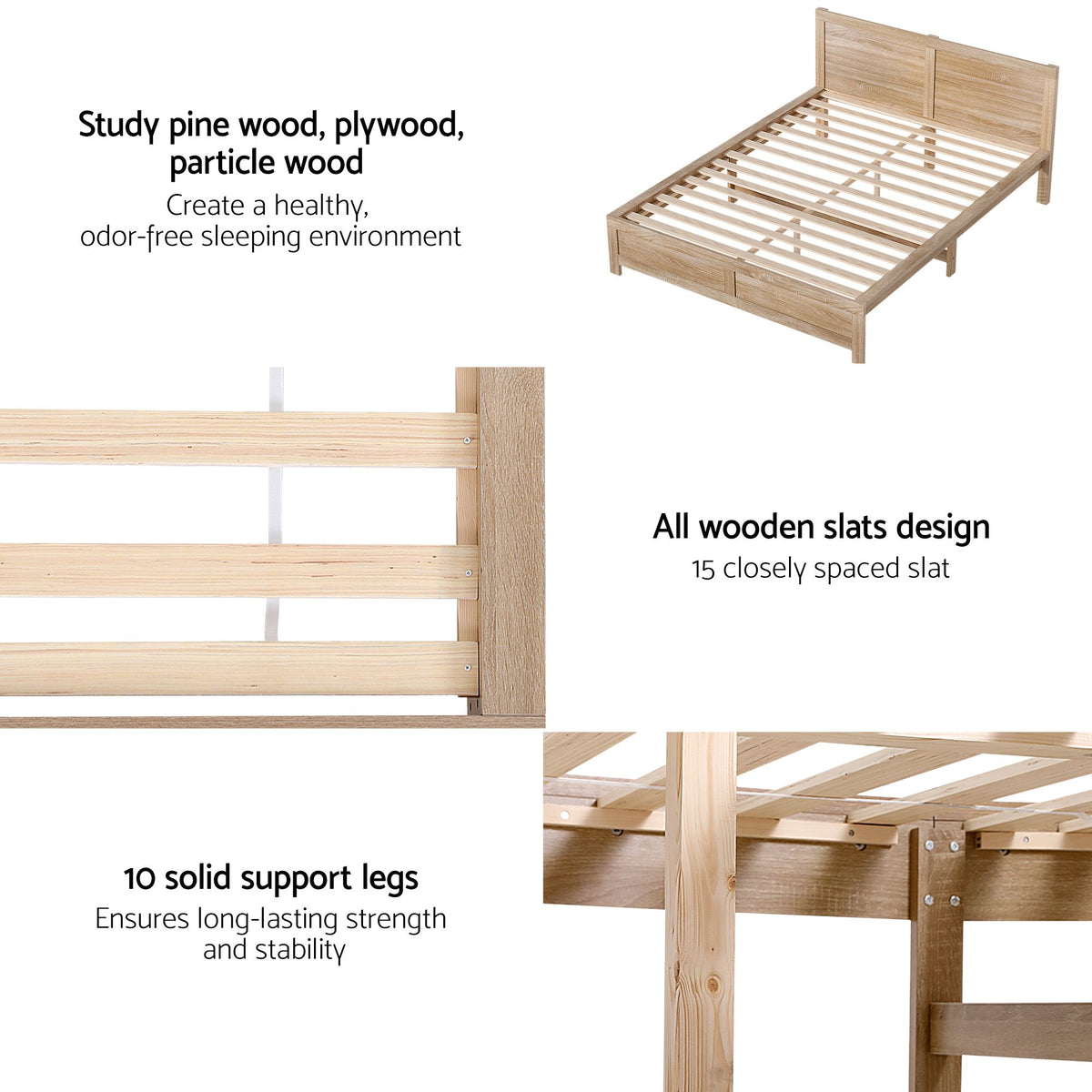 Yowah Bed & Mattress Package with 26cm Firm Mattress - Natural Queen