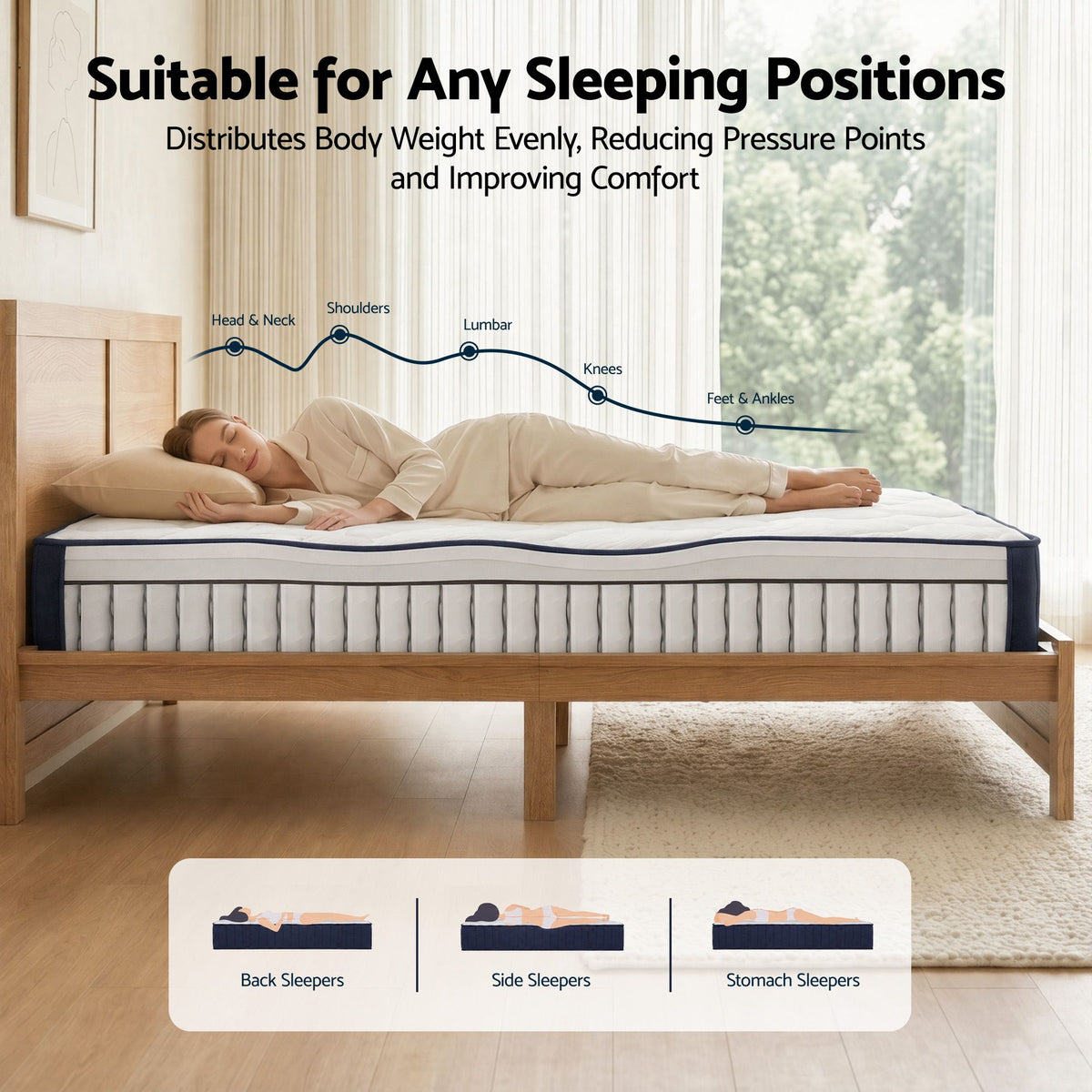 Yowah Bed & Mattress Package with 26cm Firm Mattress - Natural Queen