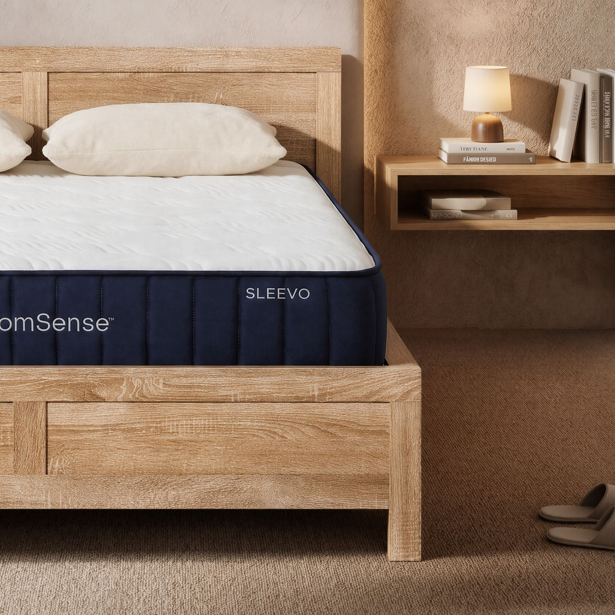 Yowah Bed & Mattress Package with 26cm Firm Mattress - Natural Queen