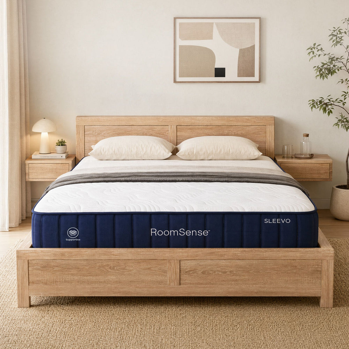Yowah Bed & Mattress Package with 26cm Firm Mattress - Natural Queen