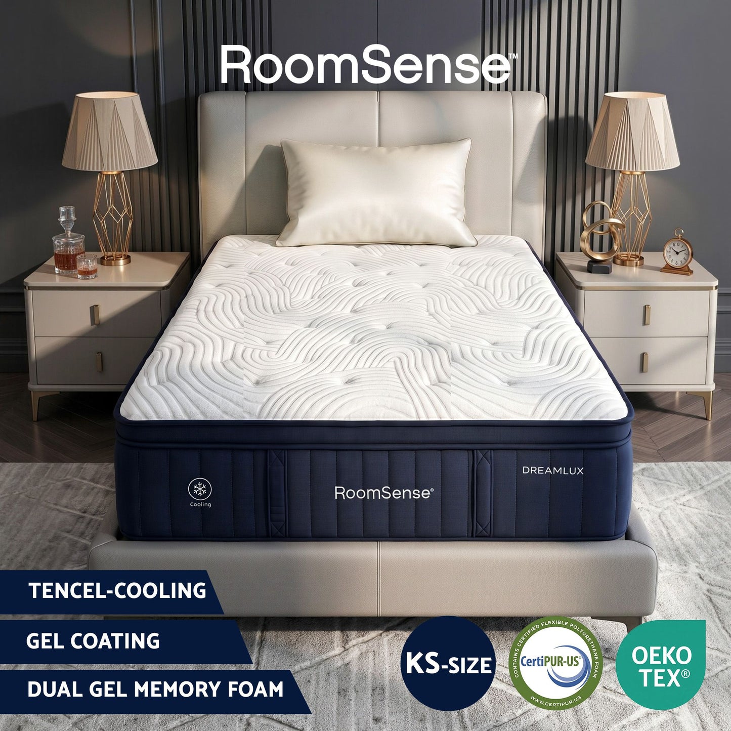 Hazel 34cm Thick Medium Firm Hybrid Mattress with Tencel Cooling Pocket Spring - King Single