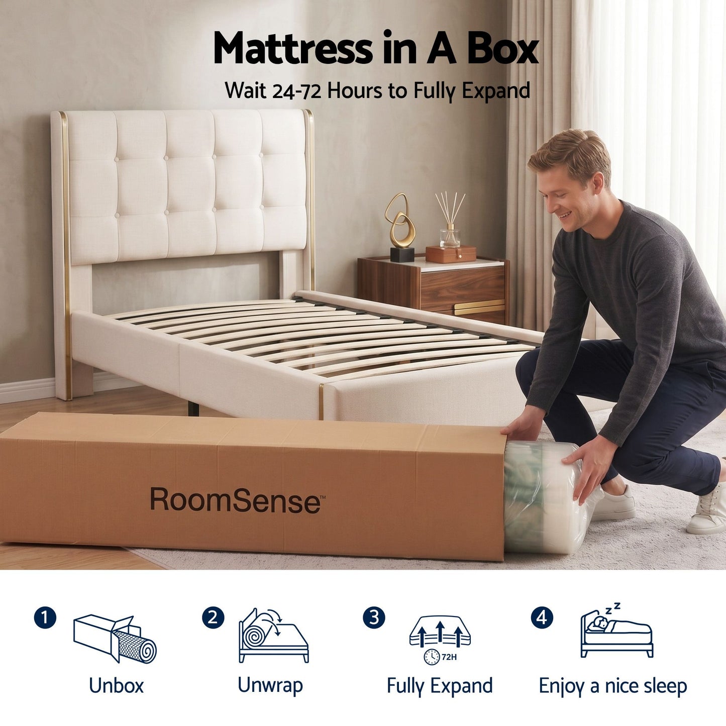 Hazel 34cm Thick Medium Firm Hybrid Mattress with Tencel Cooling Pocket Spring - King Single