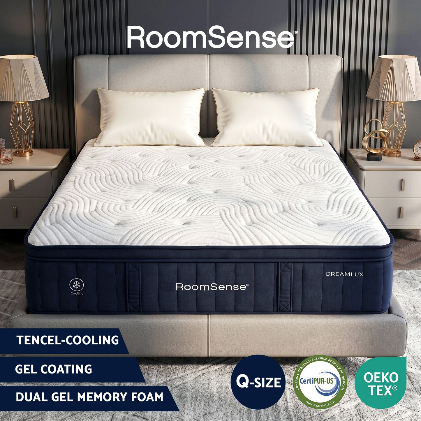 Hazel 34cm Thick Medium Firm Hybrid Mattress with Tencel Cooling Pocket Spring - Queen
