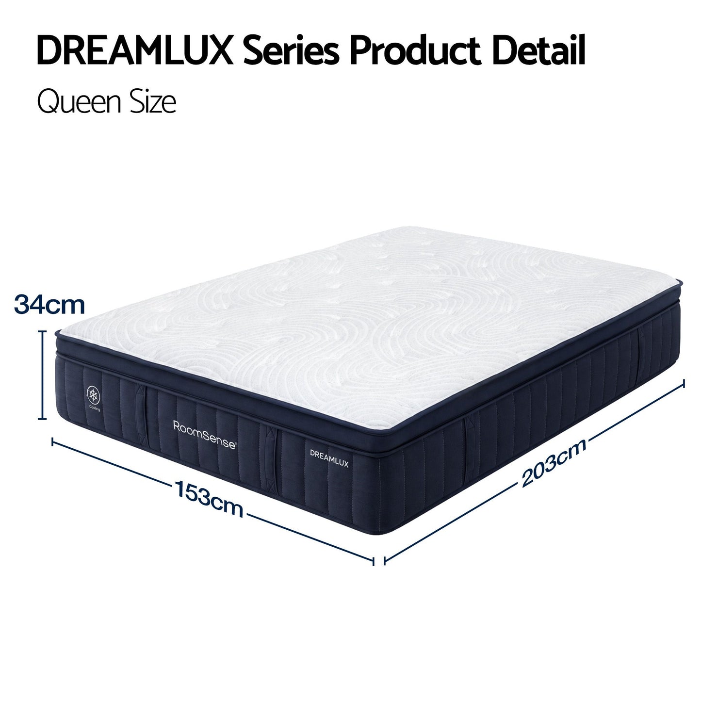 Hazel 34cm Thick Medium Firm Hybrid Mattress with Tencel Cooling Pocket Spring - Queen