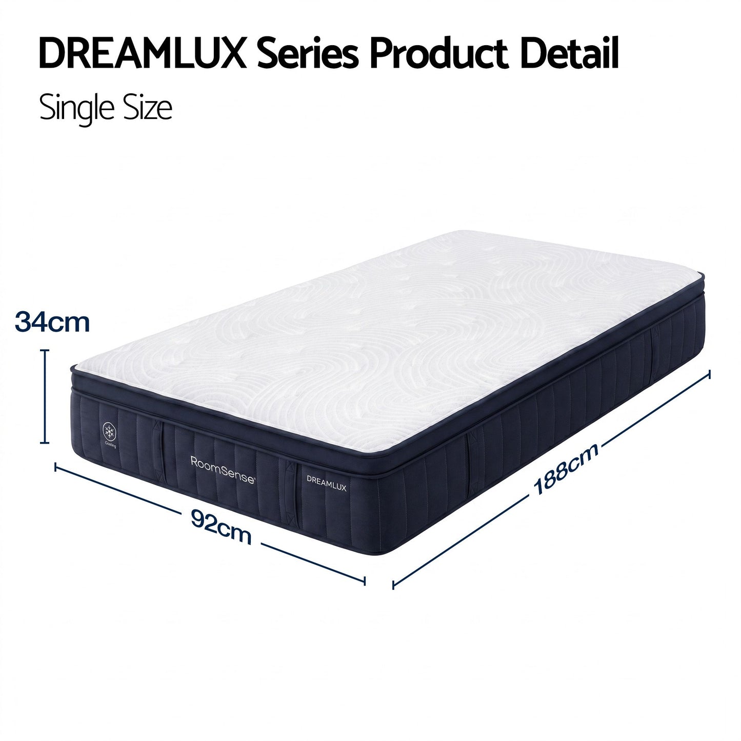 Hazel 34cm Thick Medium Firm Hybrid Mattress with Tencel Cooling Pocket Spring - Single