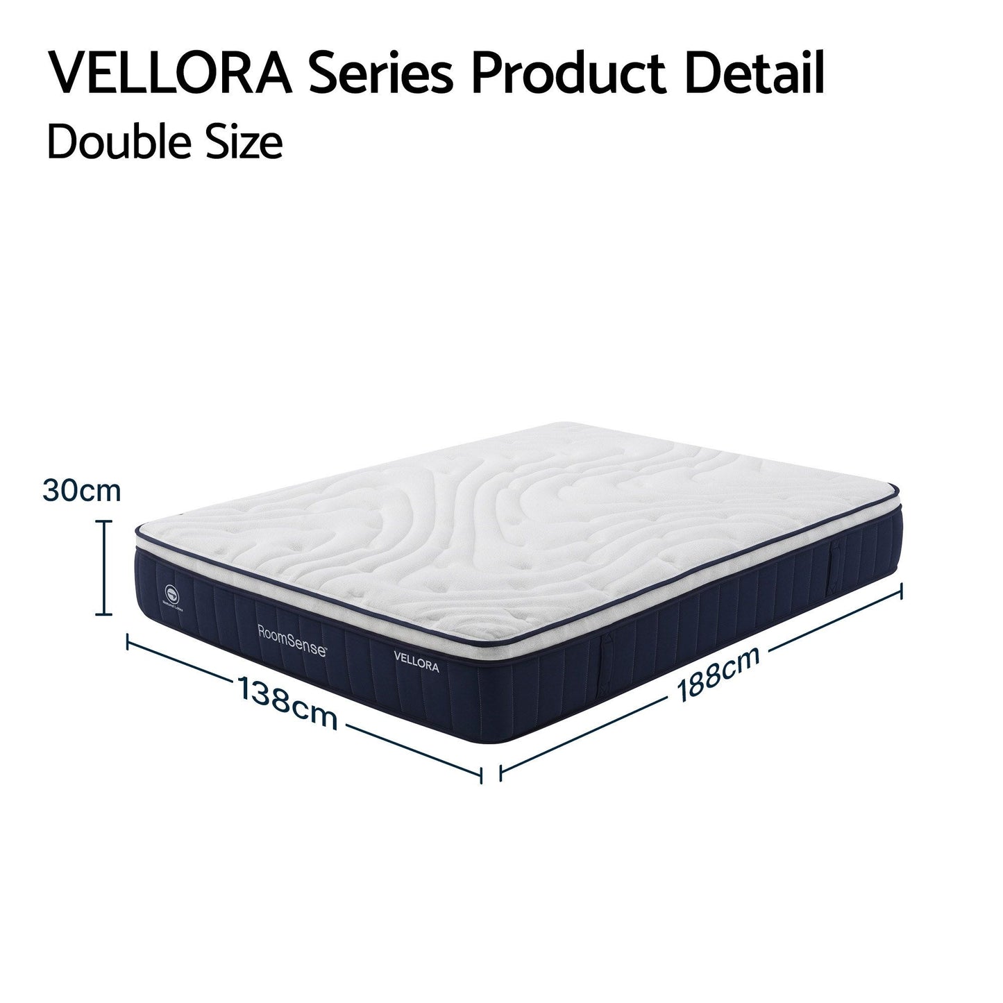 Alessia 30cm Medium Firm Hybrid Mattress with Latex Lumbar Support - Double