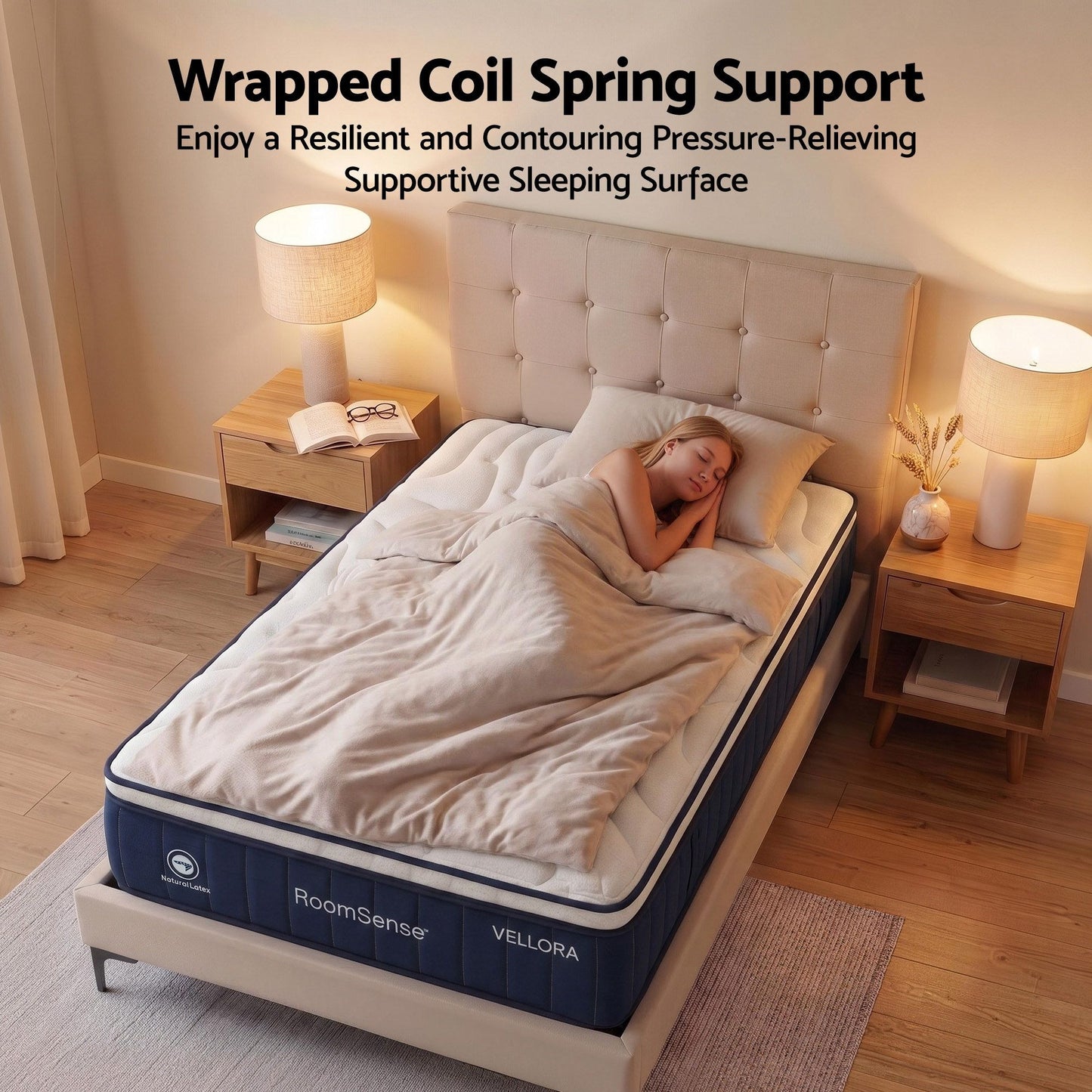 Alessia 30cm Medium Firm Hybrid Mattress with Latex Lumbar Support - Double