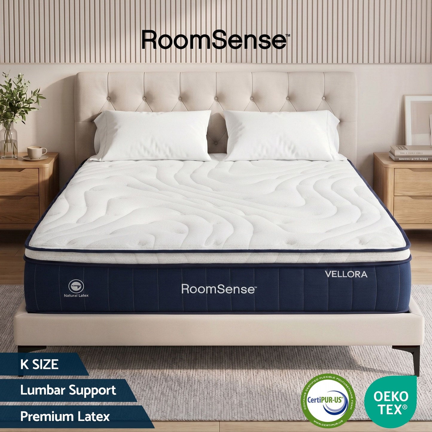 Alessia 30cm Medium Firm Hybrid Mattress with Latex Lumbar Support - King