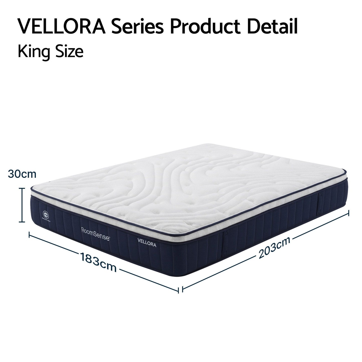 Alessia 30cm Medium Firm Hybrid Mattress with Latex Lumbar Support - King