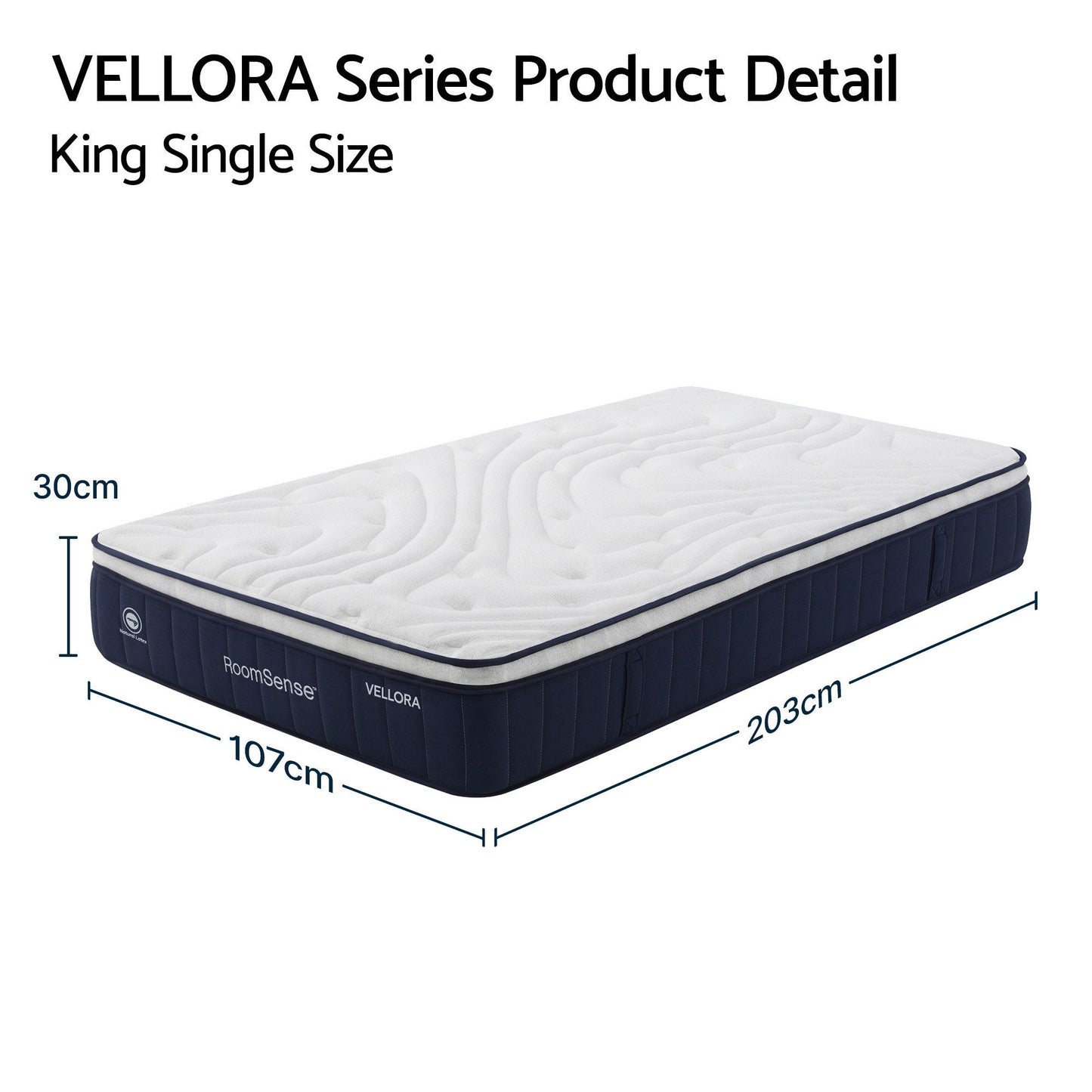 Alessia 30cm Medium Firm Hybrid Mattress with Latex Lumbar Support - King Single