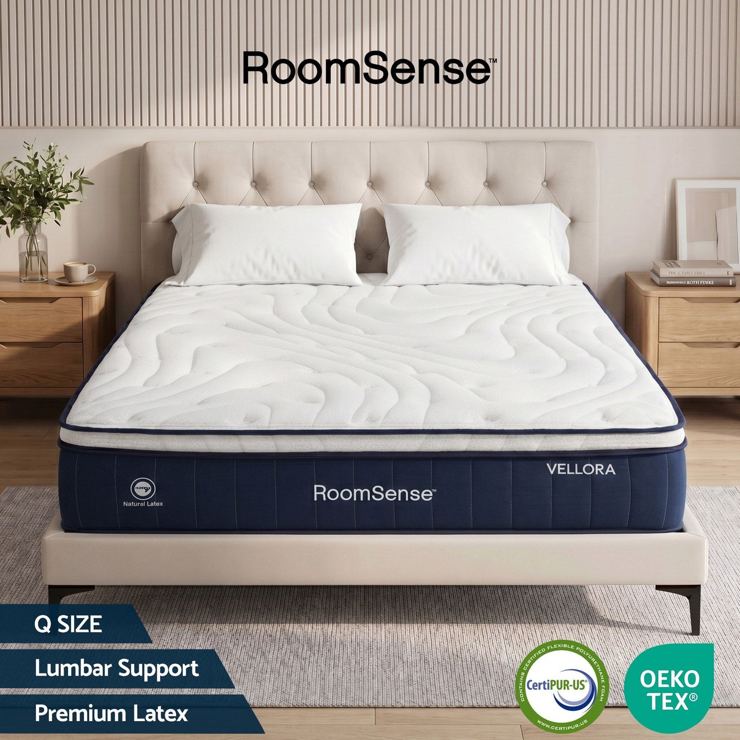 Alessia 30cm Medium Firm Hybrid Mattress with Latex Lumbar Support - Queen