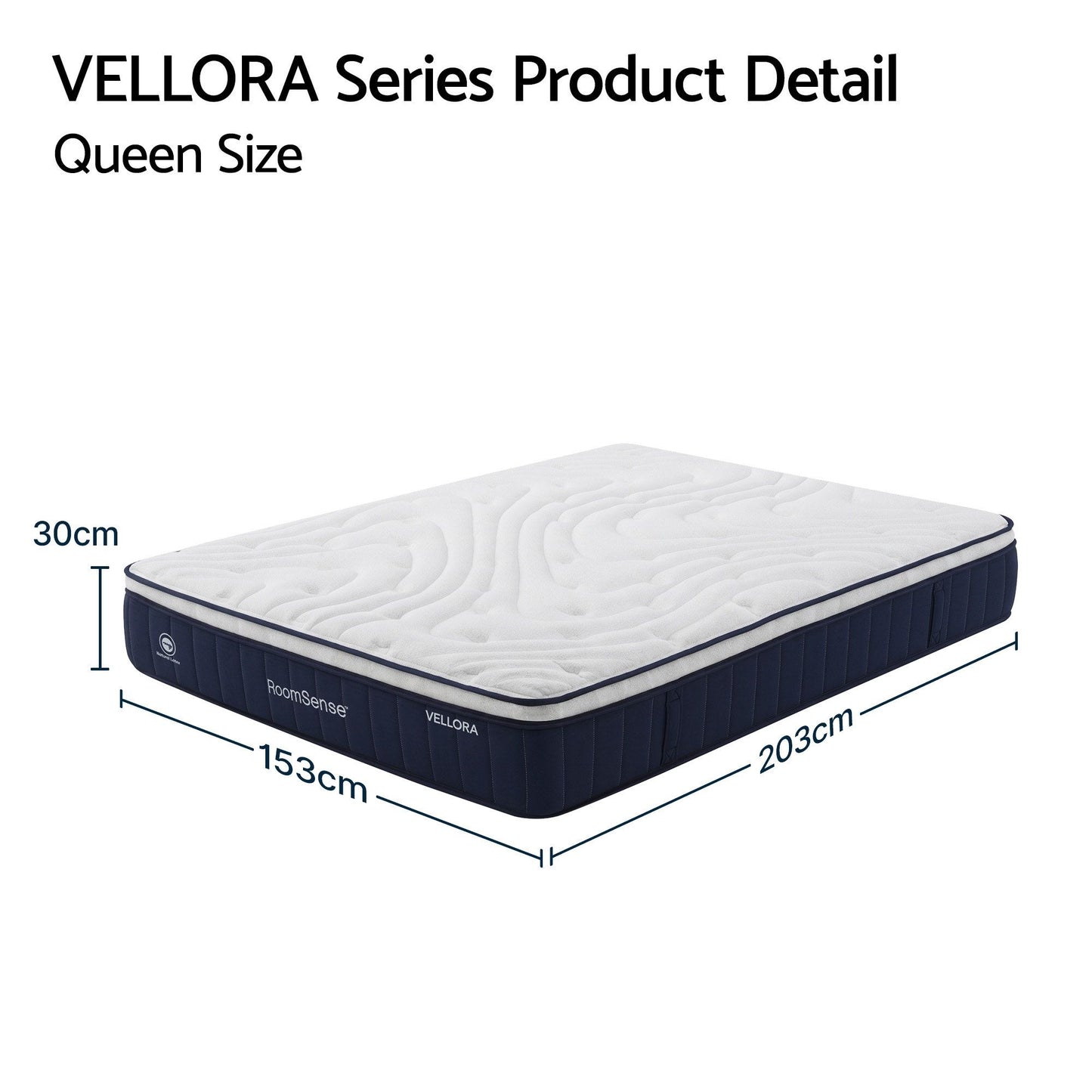 Alessia 30cm Medium Firm Hybrid Mattress with Latex Lumbar Support - Queen