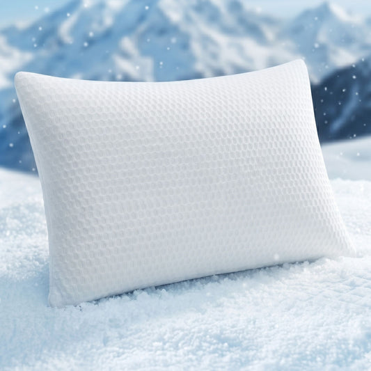 Cooling Memory Foam Pillows Anti-Clumping Solid Core Washable Cover - White