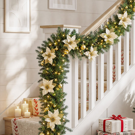 2.7M Christmas Garland 8 Mode LEDs Timing 200 Tips Flowers Balls