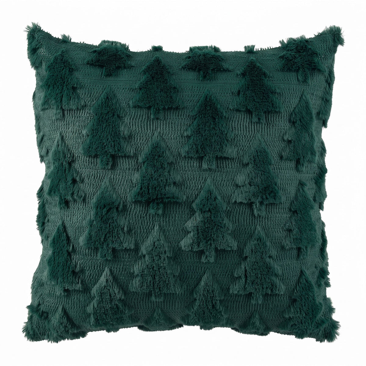 Christmas Tree Pillow Covers 2 Packs Cushion Covers Soft Faux Fur Jacquard Throw Pillow Covers 45 x 45cm Green