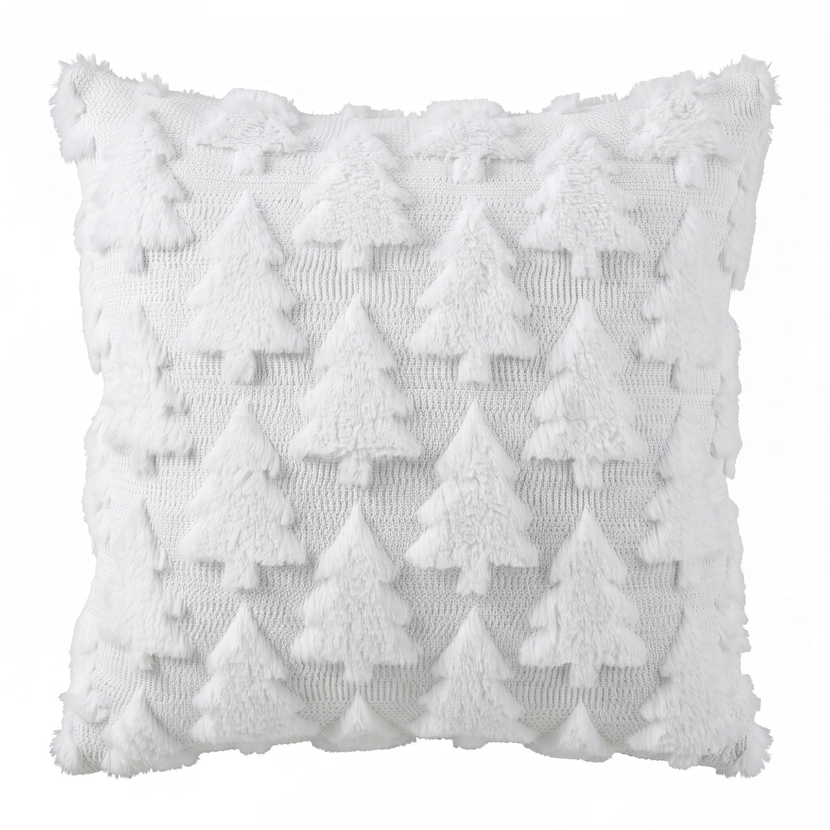 Christmas Tree Pillow Covers 2 Packs Cushion Covers Soft Faux Fur Jacquard Throw Pillow Covers 45 x 45cm White